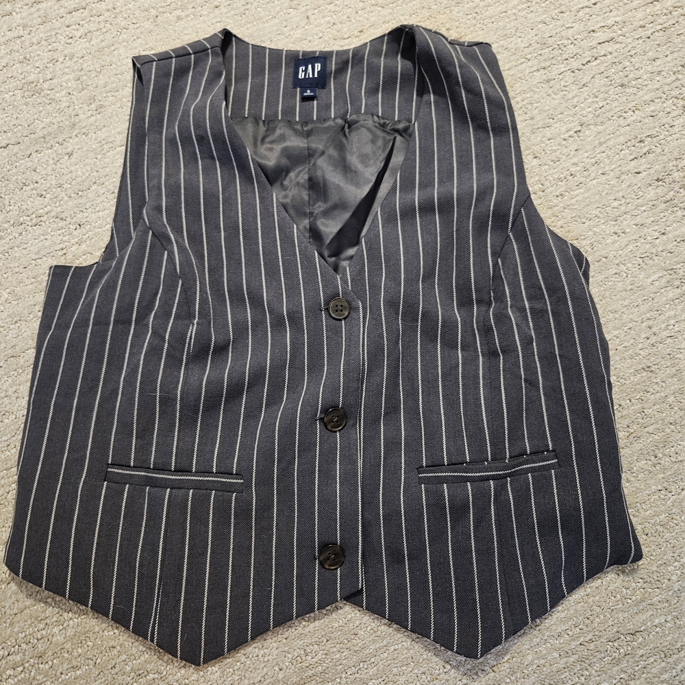 GAP Women's Grey Pinstripe Vest